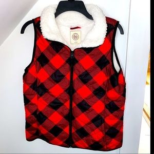SO-Red Plaid Vest-Like New